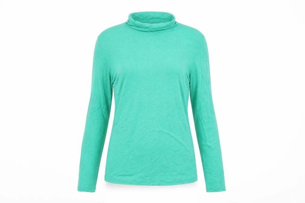 Very Womens Green  Viscose Basic T-Shirt Size 10 Roll Neck