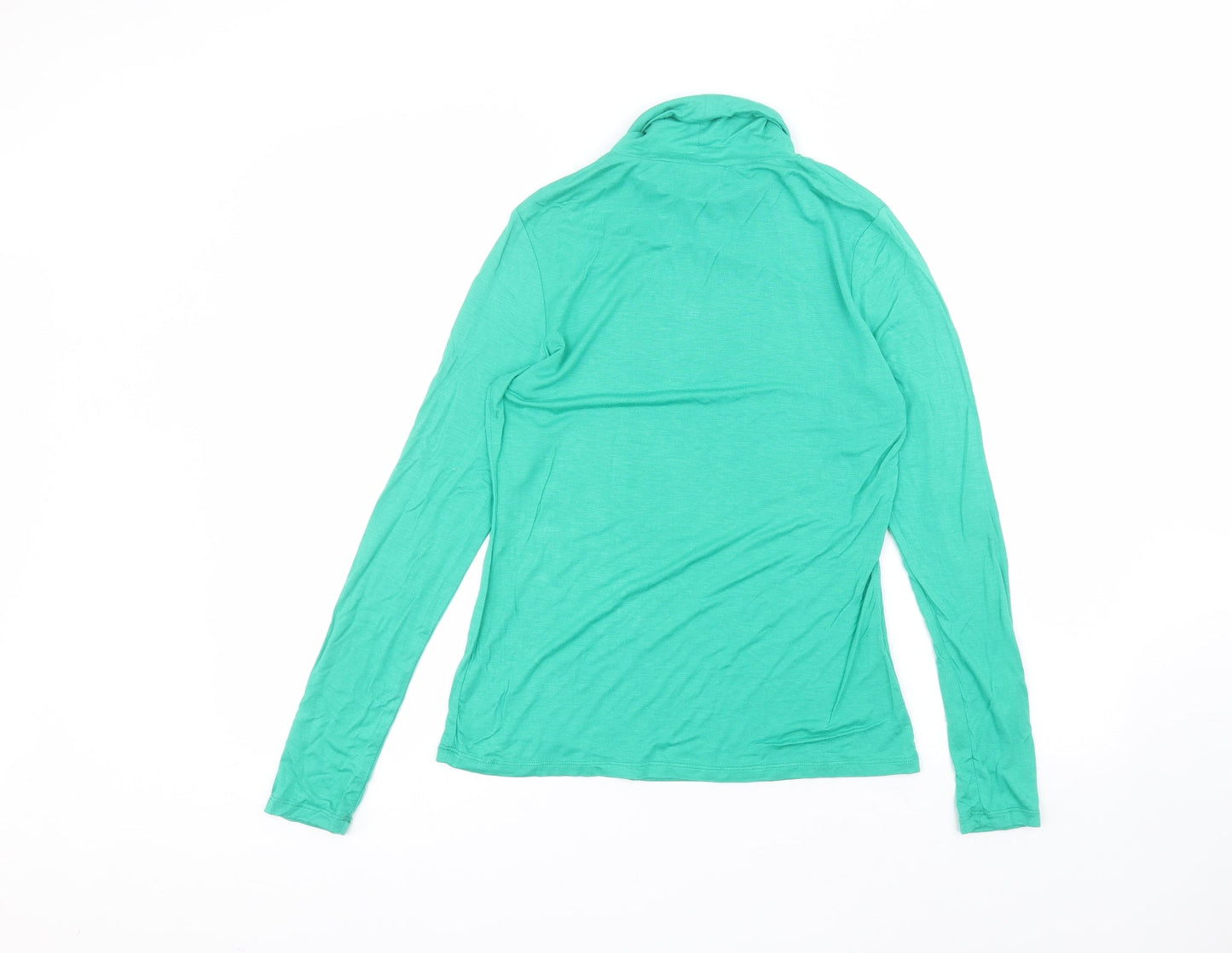 Very Womens Green  Viscose Basic T-Shirt Size 10 Roll Neck