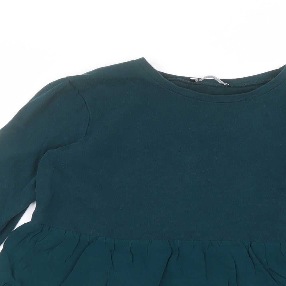 Zara Womens Green Round Neck  Polyester Pullover Jumper Size S