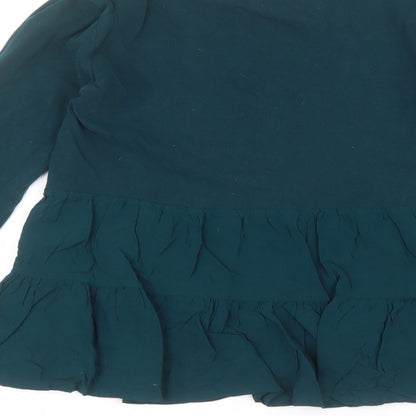 Zara Womens Green Round Neck  Polyester Pullover Jumper Size S