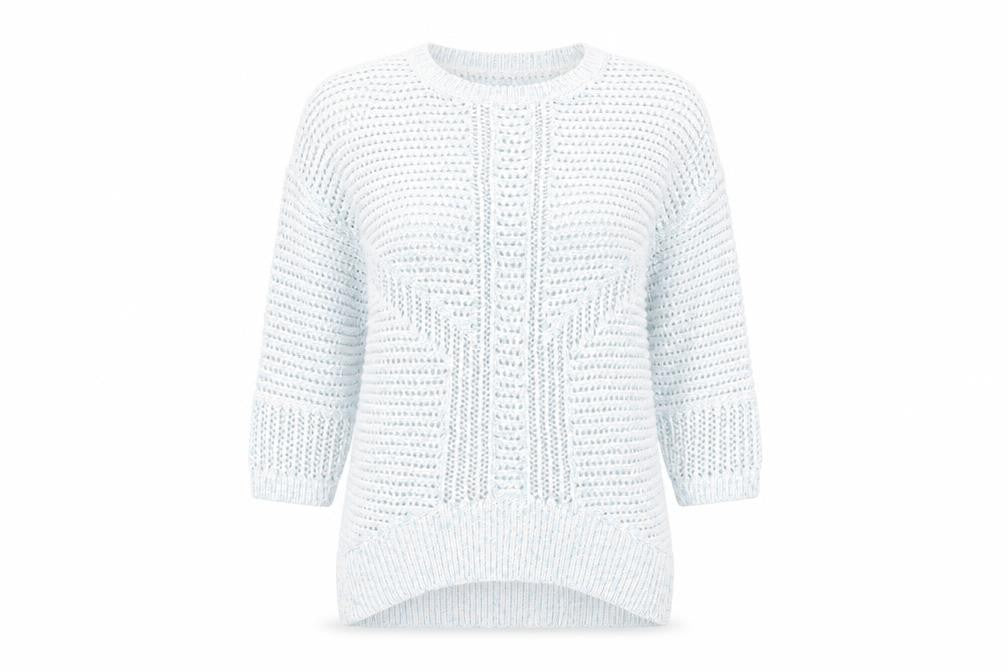Warehouse Womens Blue Round Neck  Acrylic Pullover Jumper Size 12
