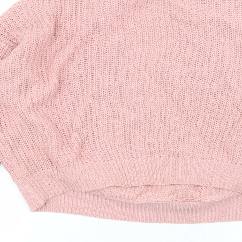 SheIn Womens Pink Round Neck  Polyester Pullover Jumper Size M