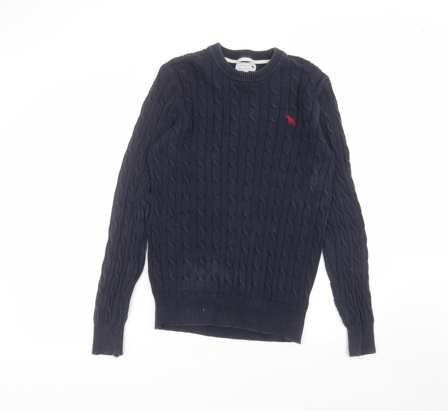 Jack Russell Mens Blue Round Neck  Cotton Pullover Jumper Size M