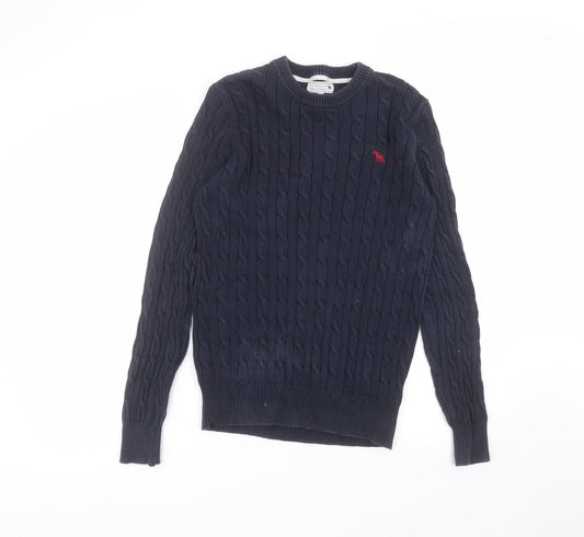 Jack Russell Mens Blue Round Neck  Cotton Pullover Jumper Size M
