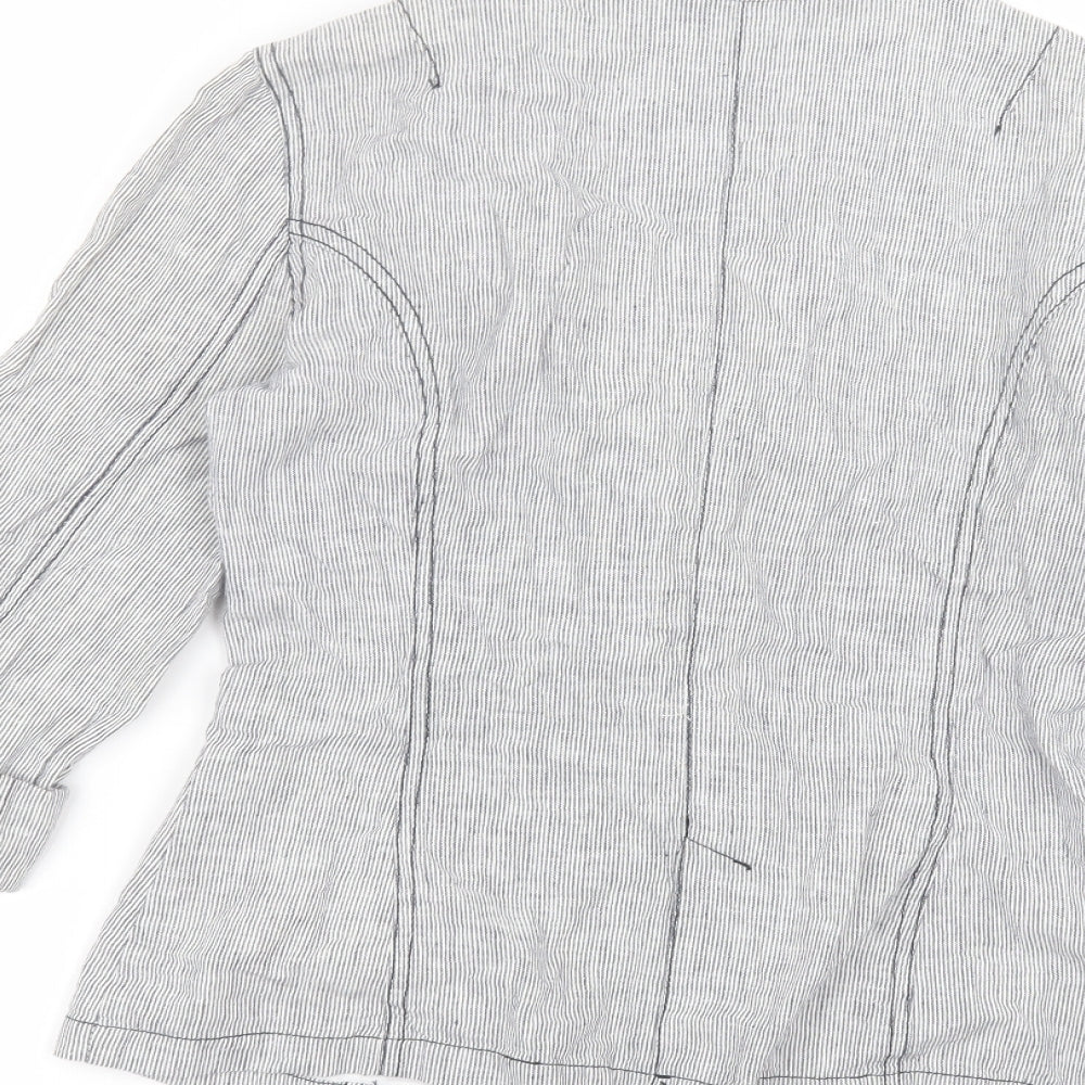 M&Co Womens White Striped  Jacket  Size 8