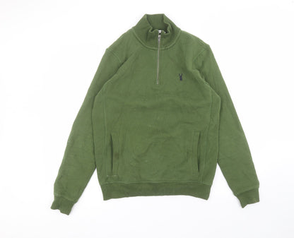 Next Mens Green Round Neck  Cotton Pullover Jumper Size S