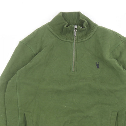 Next Mens Green Round Neck  Cotton Pullover Jumper Size S
