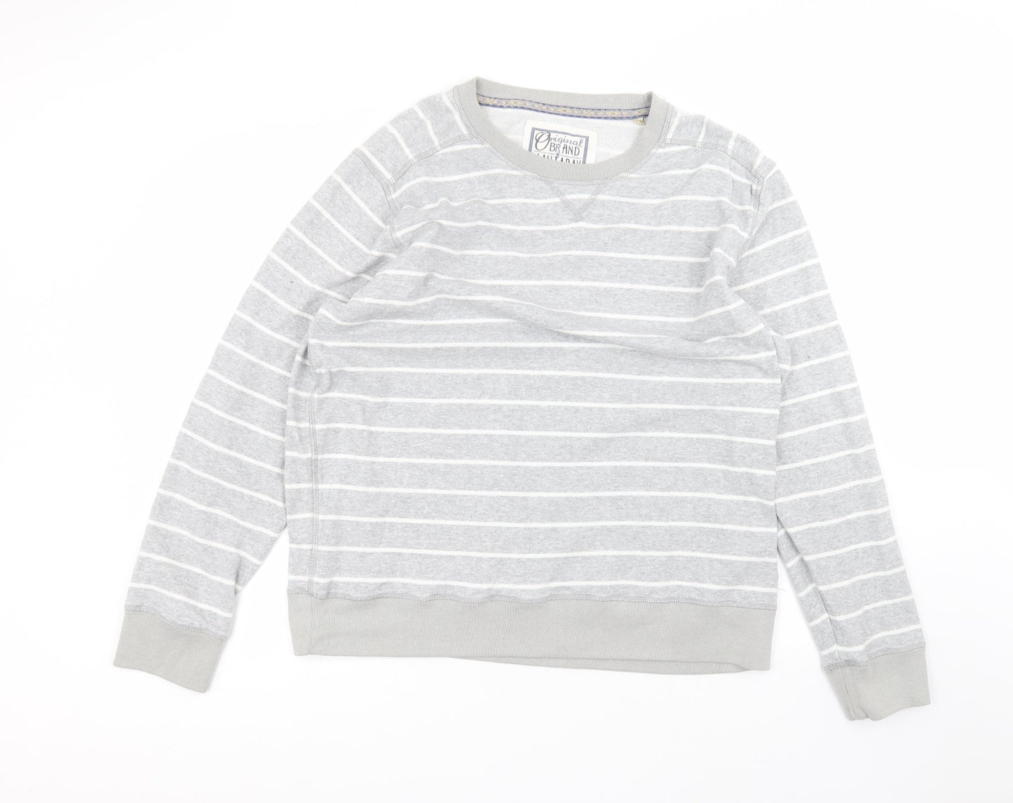Debinhams Womens Grey Round Neck Striped Cotton Pullover Jumper Size XL