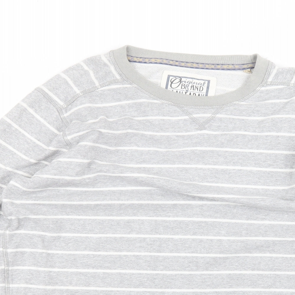 Debinhams Womens Grey Round Neck Striped Cotton Pullover Jumper Size XL