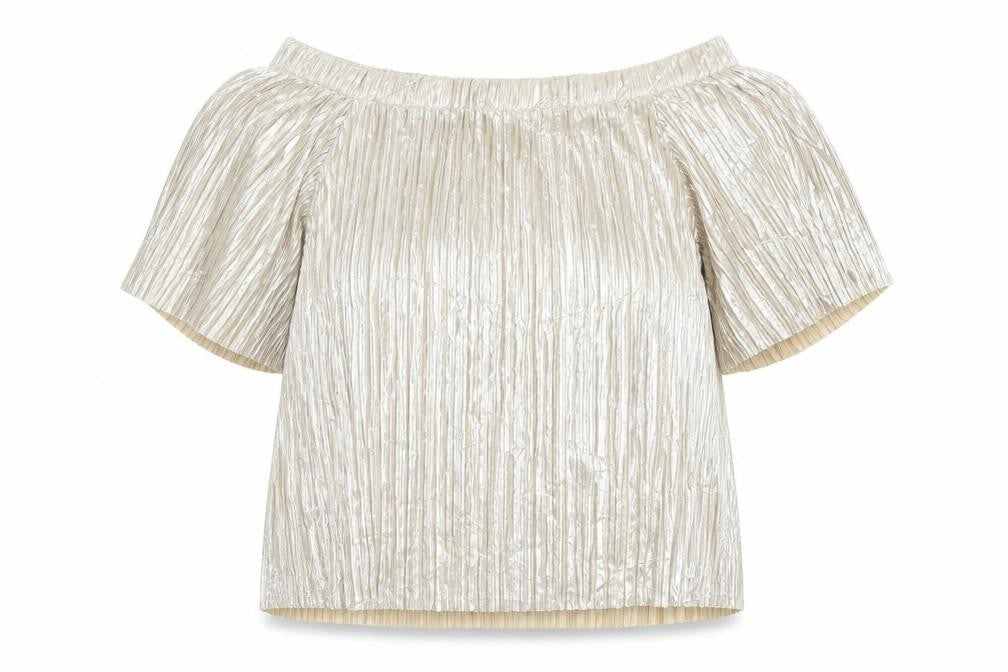 River Island Womens Gold  Polyester Basic T-Shirt Size 10 Off the Shoulder