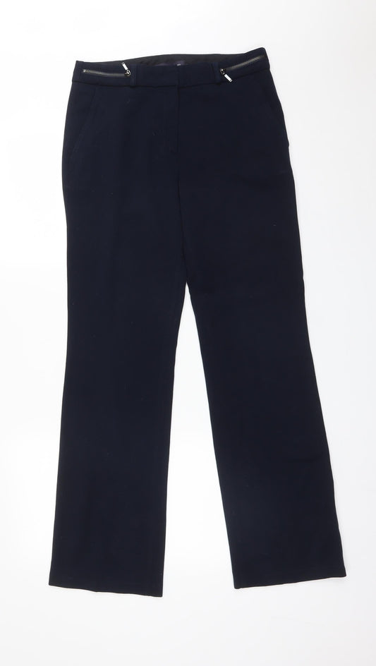 M&S Womens Blue  Polyester Dress Pants Trousers Size 8 L31 in Regular