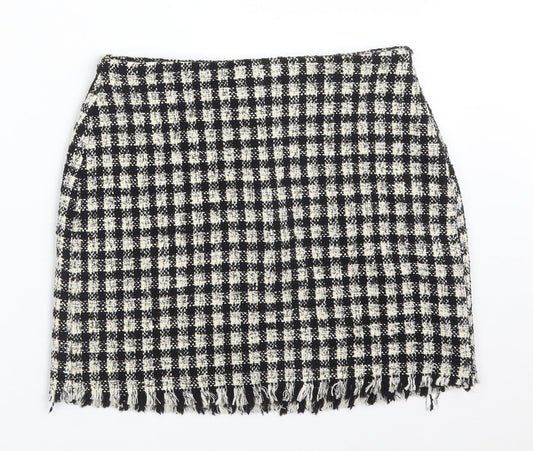 Pull&Bear Womens Multicoloured Check Cotton Straight & Pencil Skirt Size S