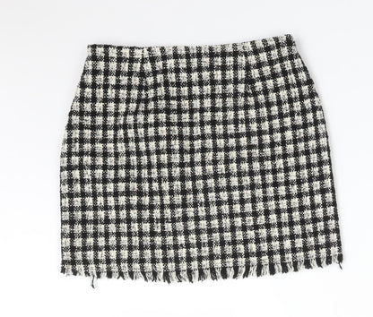 Pull&Bear Womens Multicoloured Check Cotton Straight & Pencil Skirt Size S