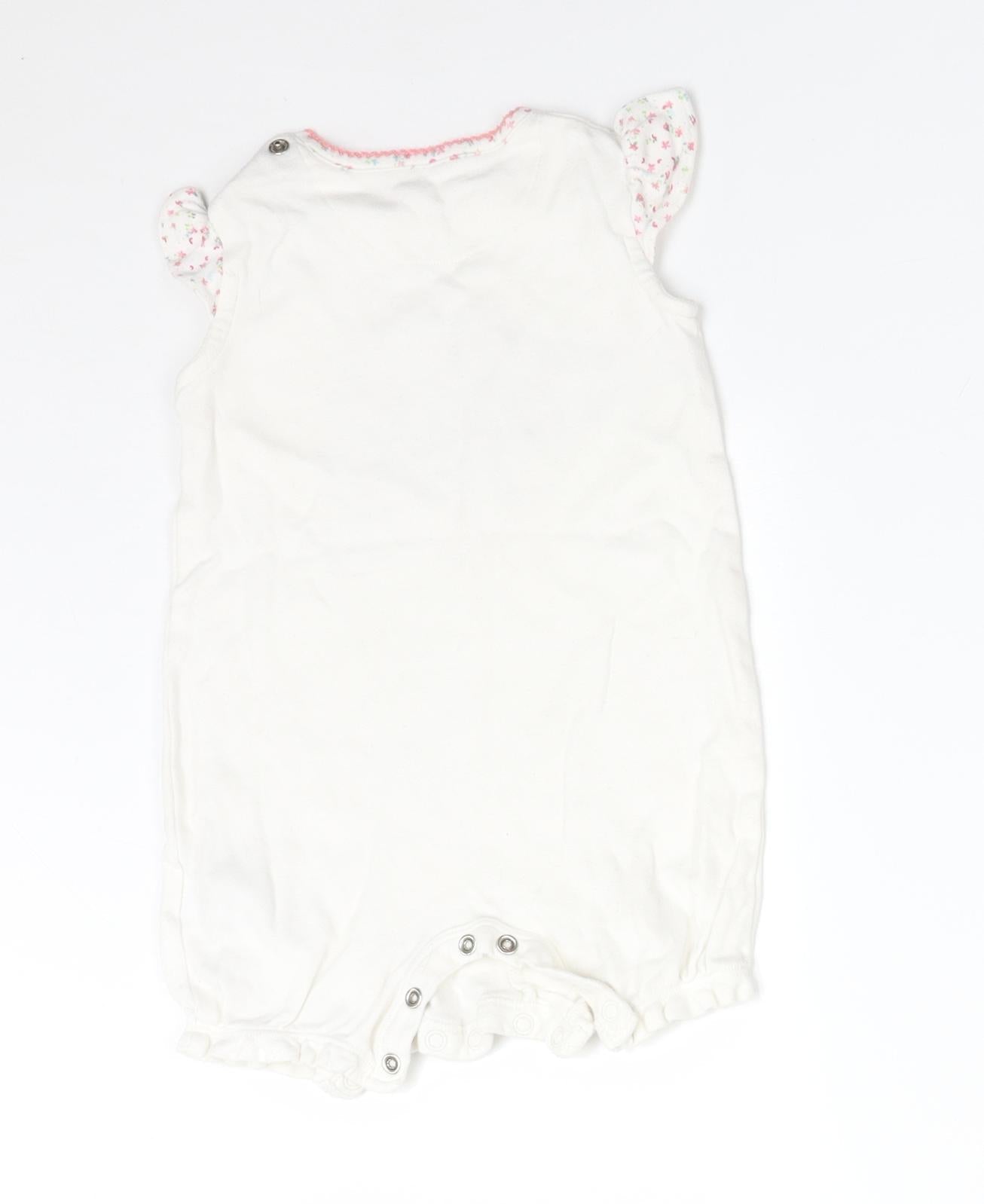 Mothercare Girls White Floral Cotton Romper One-Piece Size 6-9 Months   - EVERY DAY IS A LOVELY DAY WITH YOU DADDY
