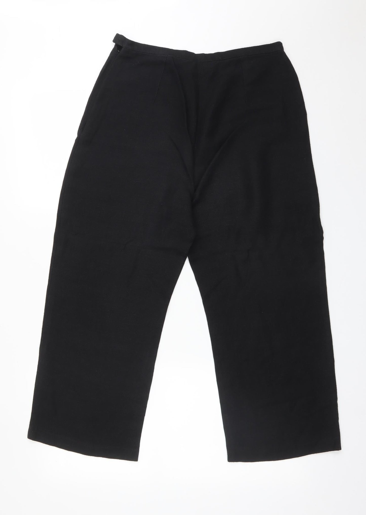 Wallis Womens Black  Linen Trousers  Size 12 L23 in Regular