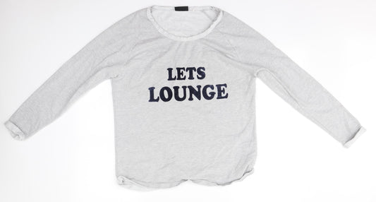 Very Womens Grey Round Neck  Cotton Pullover Jumper Size 14   - Lets Lounge