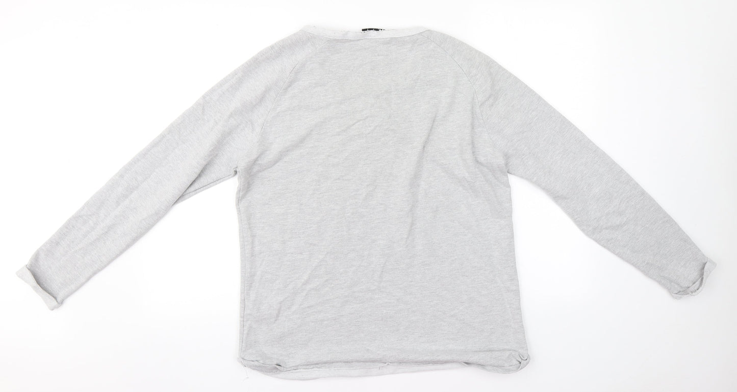 Very Womens Grey Round Neck  Cotton Pullover Jumper Size 14   - Lets Lounge