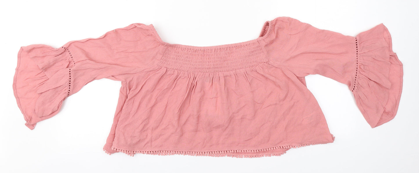 ASOS Womens Pink  Viscose Basic T-Shirt Size 4 Round Neck