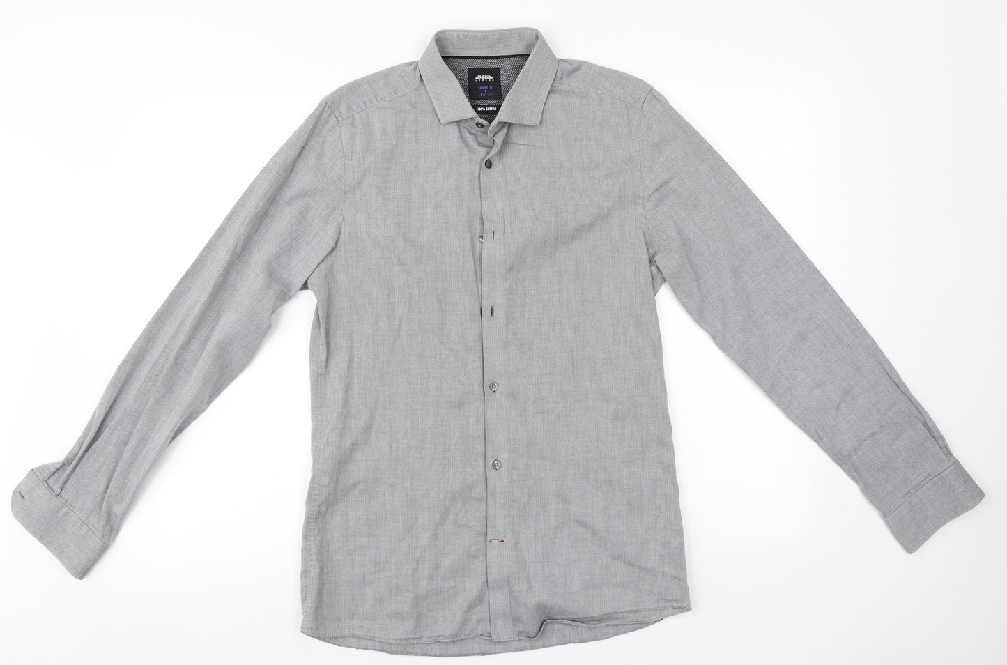 Burton Mens Grey  Cotton  Button-Up Size S Collared