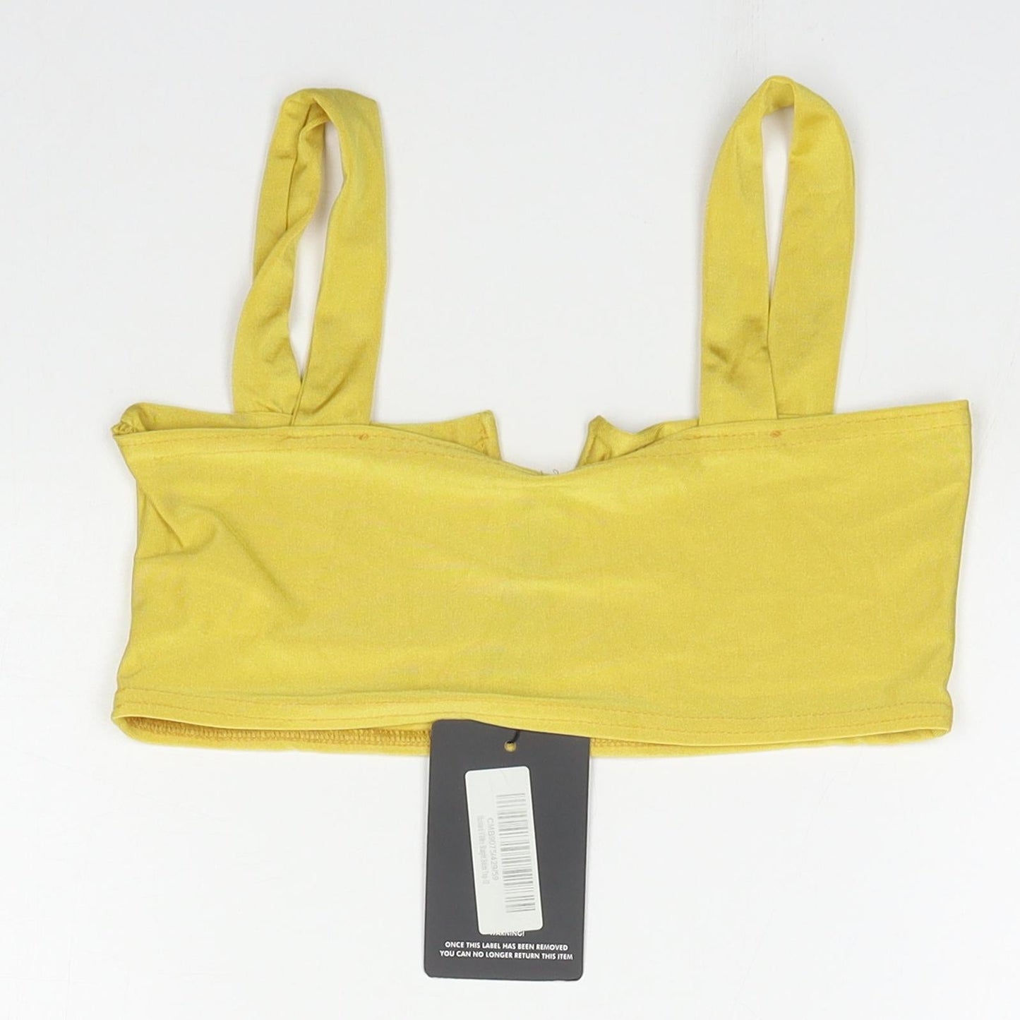 PRETTYLITTLETHING Womens Yellow  Polyester Basic Blouse Size 12 Square Neck