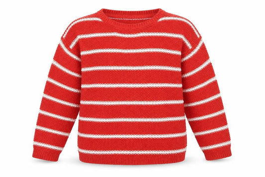Marks & Spencer Girls Orange Round Neck Striped 100% Cotton Pullover Jumper Size 12-13 Years