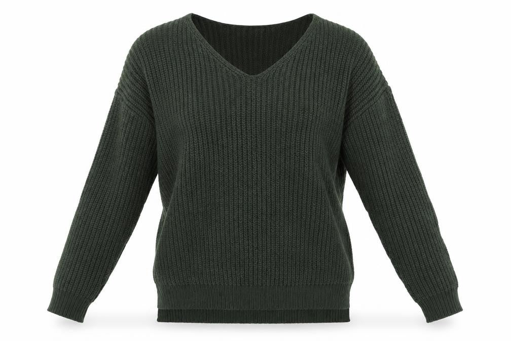 Primark Womens Green V-Neck  Acrylic Pullover Jumper Size XS