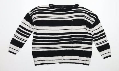 Next Womens Multicoloured Round Neck Striped Cotton Pullover Jumper Size 16