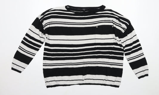 NEXT Womens Multicoloured Round Neck Striped Cotton Pullover Jumper Size 16