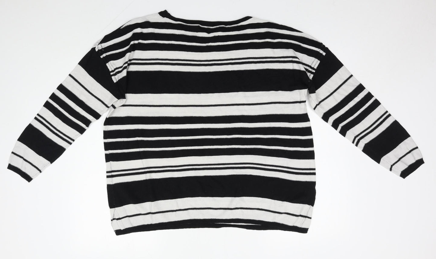 NEXT Womens Multicoloured Round Neck Striped Cotton Pullover Jumper Size 16