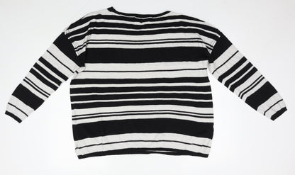 Next Womens Multicoloured Round Neck Striped Cotton Pullover Jumper Size 16