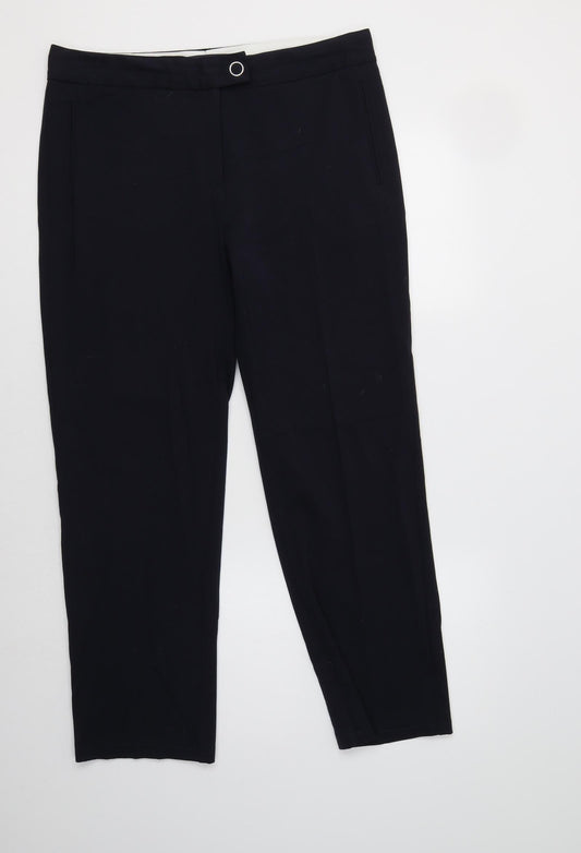 M&S Womens Blue  Viscose Dress Pants Trousers Size 12 L28 in Regular