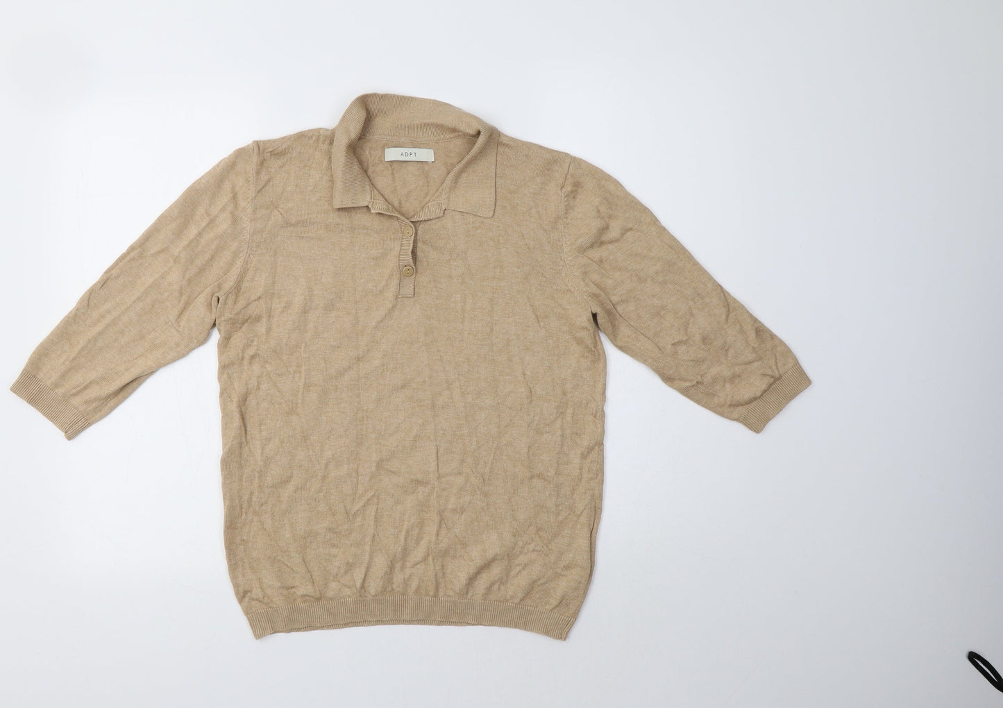 ADPT. Womens Beige Collared  Viscose Pullover Jumper Size L