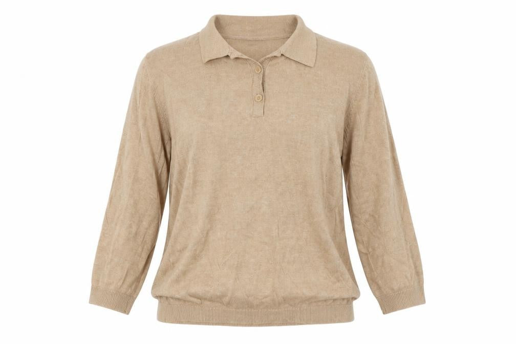 ADPT. Womens Beige Collared  Viscose Pullover Jumper Size L