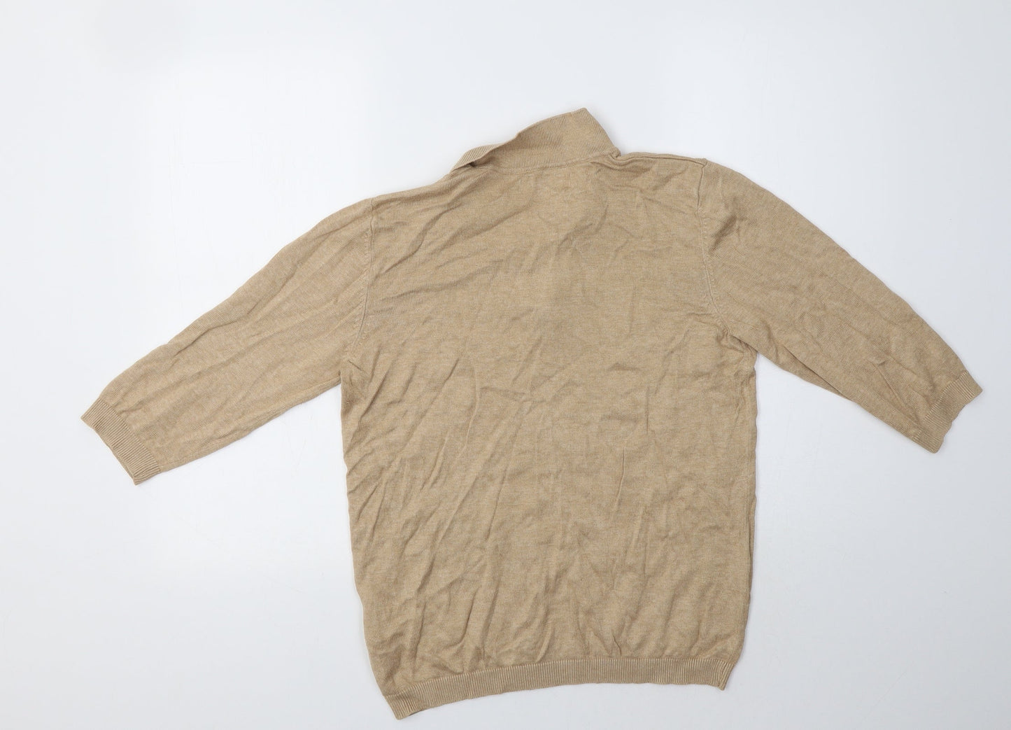 ADPT. Womens Beige Collared  Viscose Pullover Jumper Size L