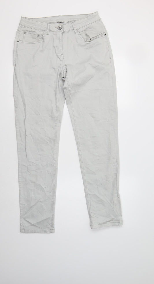 Upz Fashion Womens Grey  Cotton Straight Jeans Size 12 L31 in Regular