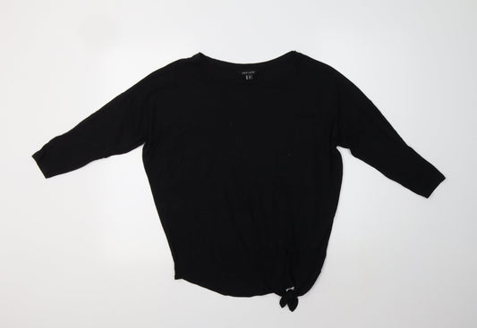 New Look Womens Black  Viscose Basic Polo Size 8 Crew Neck