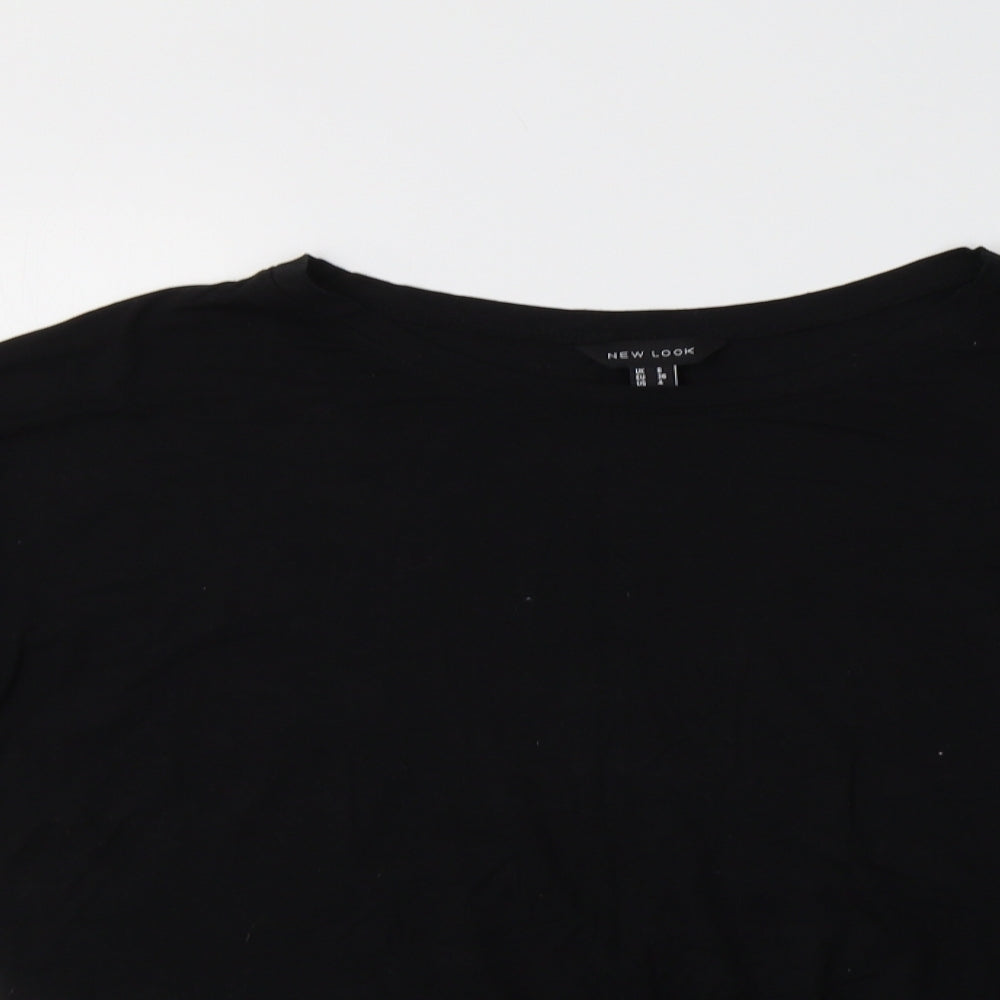 New Look Womens Black  Viscose Basic Polo Size 8 Crew Neck