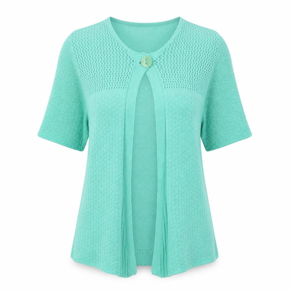 Anamor Womens Green Crew Neck  Cotton Cardigan Jumper Size L