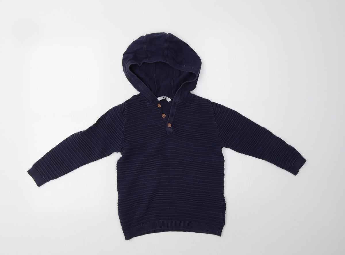 Very Boys Blue  Cotton Pullover Hoodie Size 7 Years