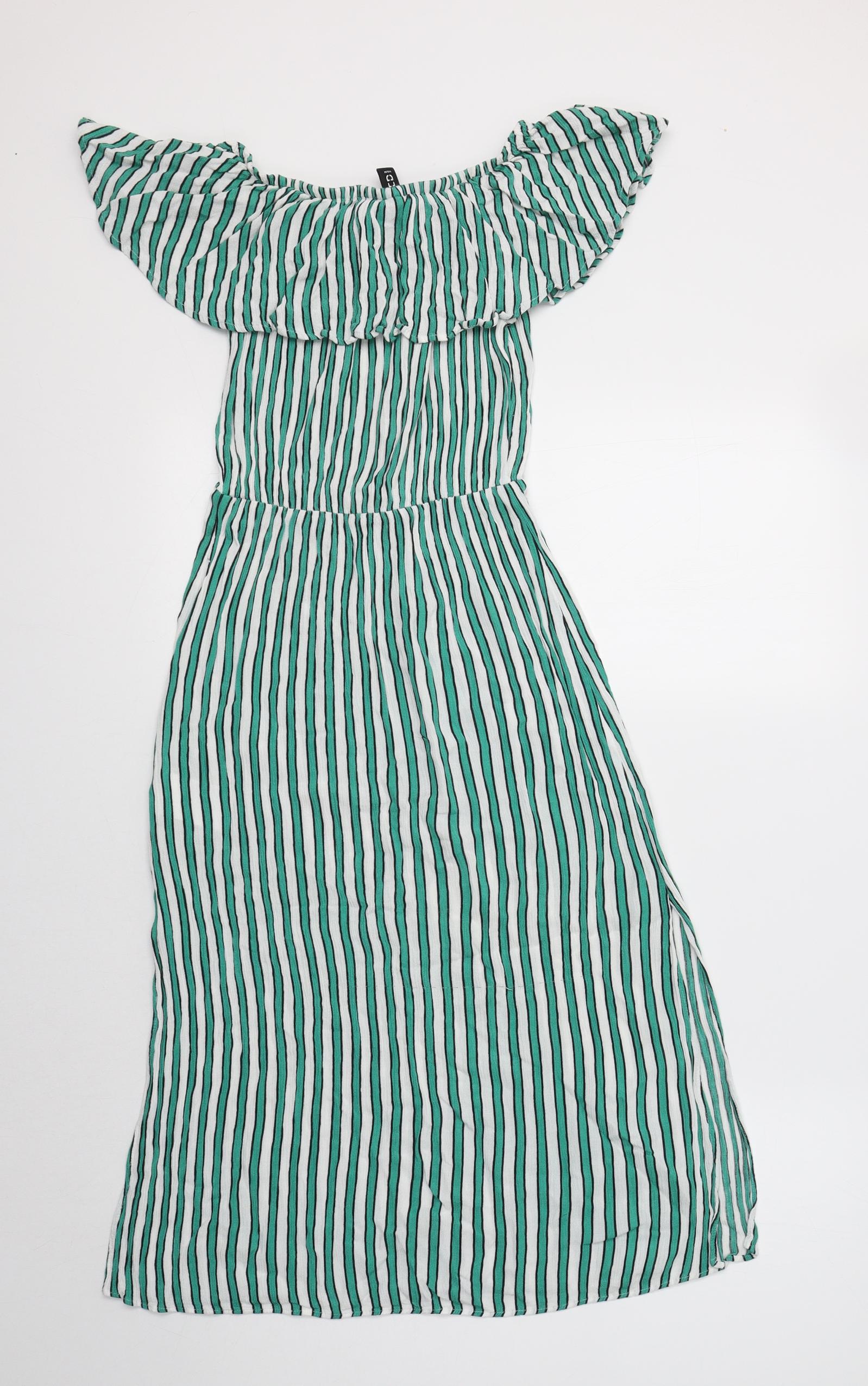 h&m green striped dress Green stripe summer dress