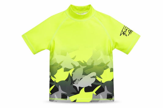 Next Baby Yellow  Polyester Jersey T-Shirt Size 6-9 Months Mock Neck  - Shark Print