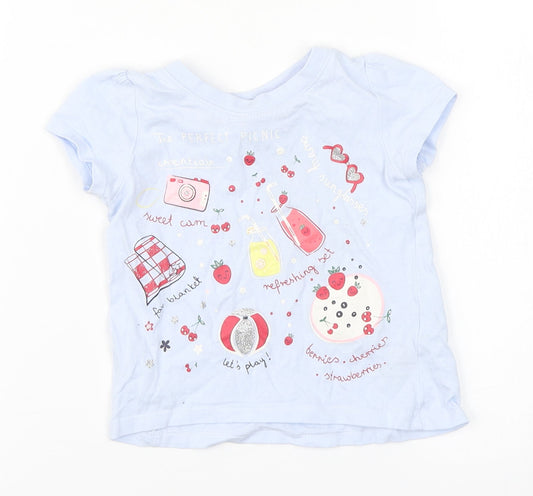 Preworn Baby Blue  Cotton Basic T-Shirt Size 9-12 Months Round Neck