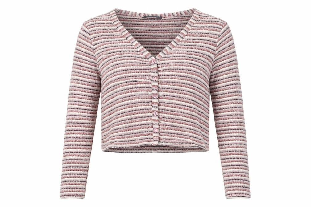 Primark Womens Multicoloured V-Neck Striped Polyester Cardigan Jumper Size 14