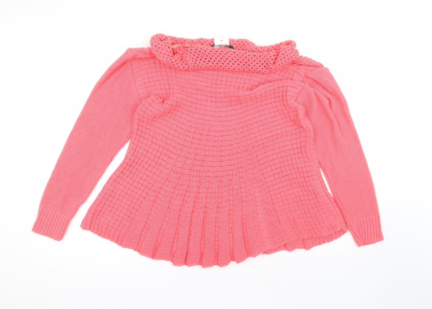 elite Womens Pink Roll Neck  Cotton Pullover Jumper Size L
