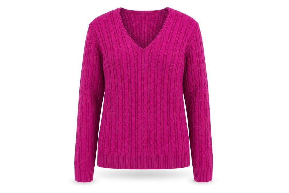 pure & natural Womens Purple V-Neck  Acrylic Pullover Jumper Size S