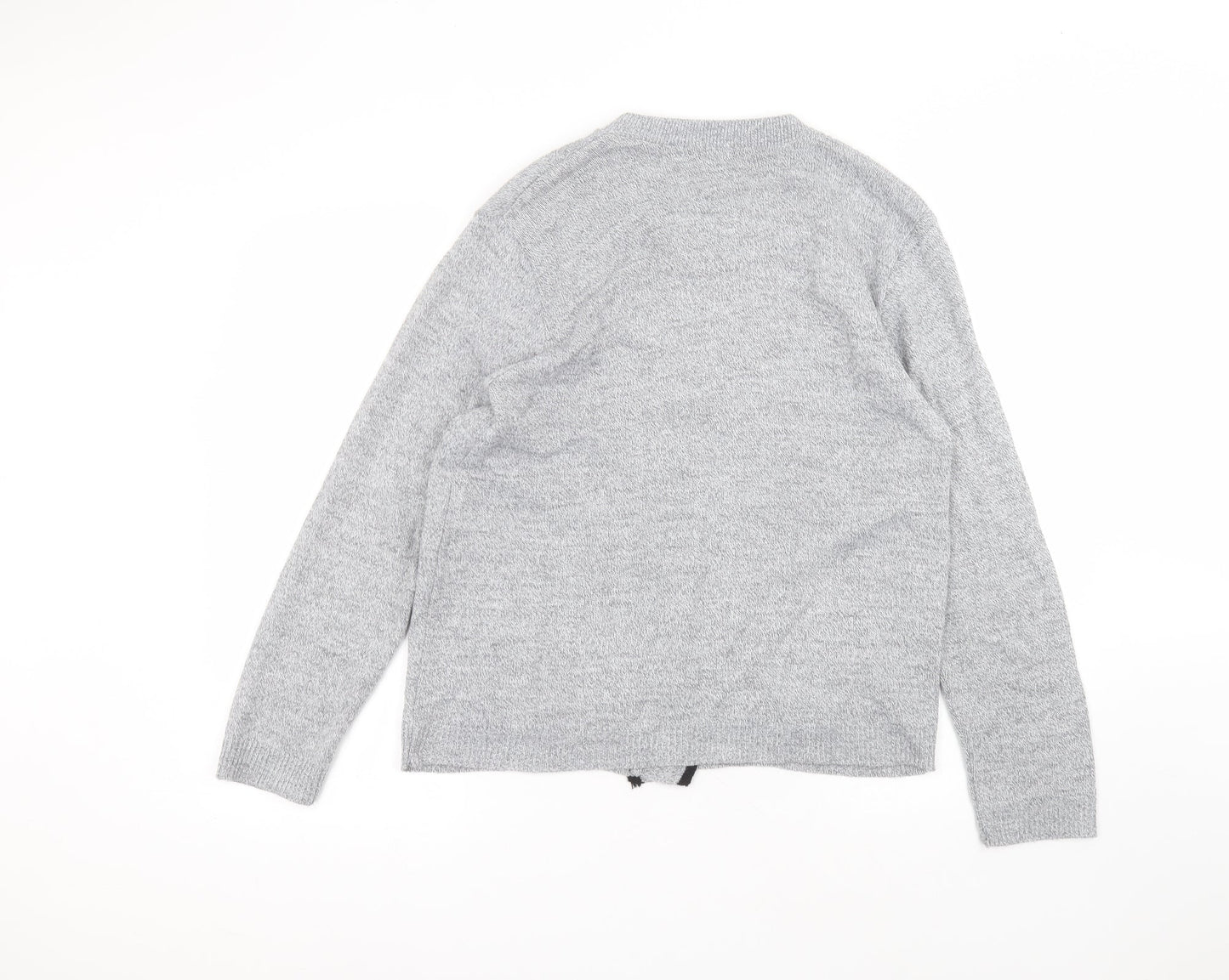 hand to hand Womens Grey Round Neck  Acrylic Cardigan Jumper Size S