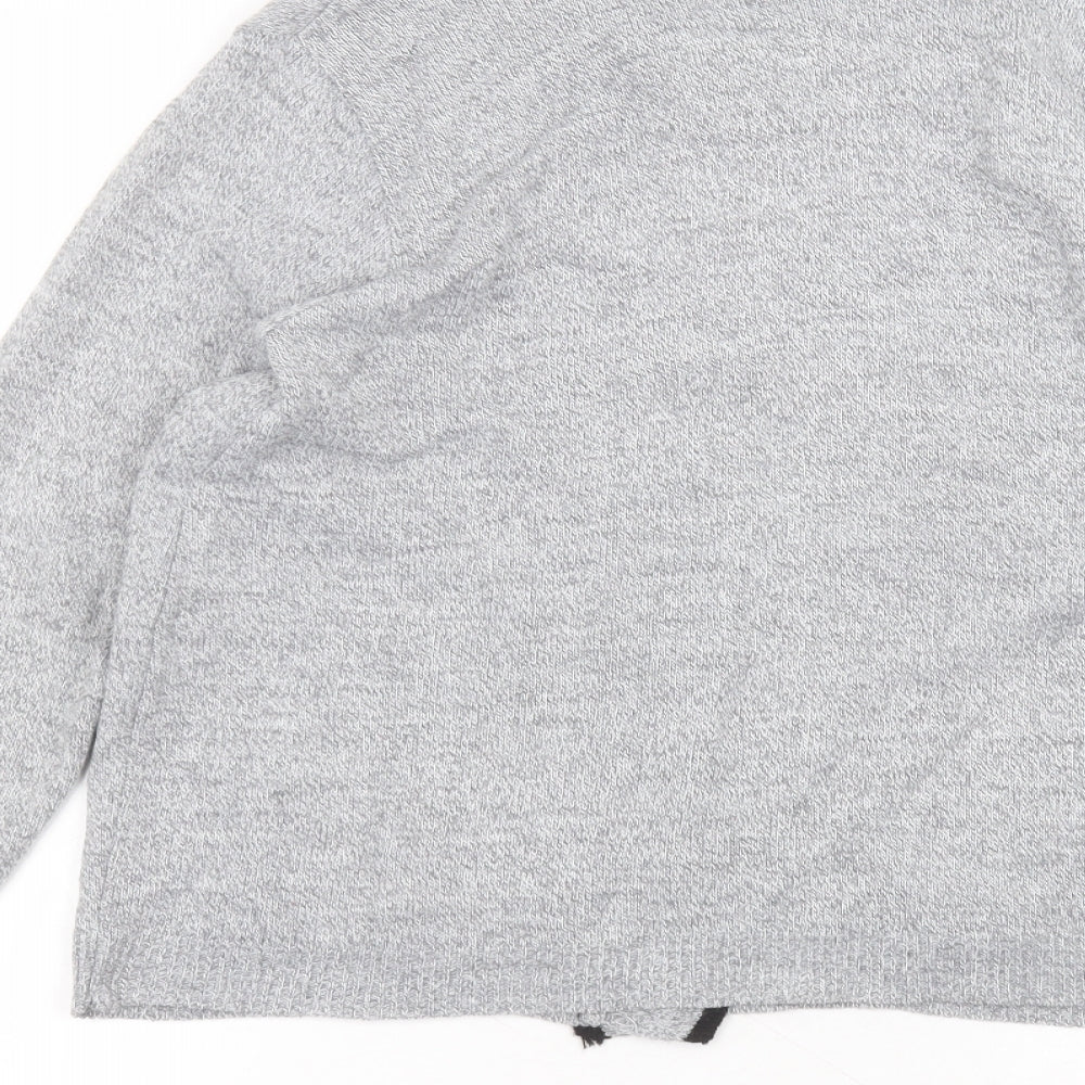 hand to hand Womens Grey Round Neck  Acrylic Cardigan Jumper Size S