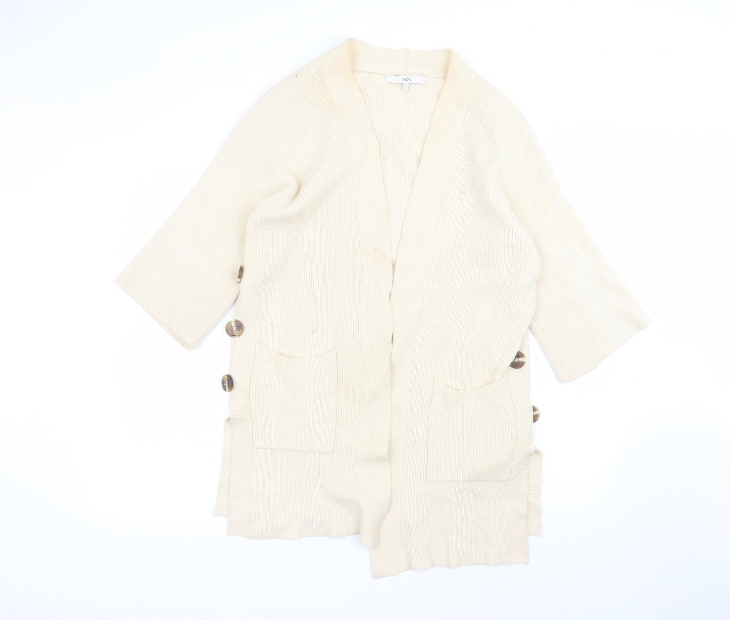 NEXT Womens Beige V-Neck  Viscose Cardigan Jumper Size S