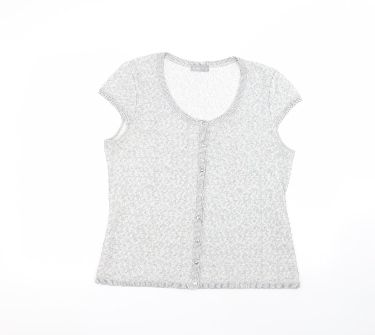 Marks and Spencer Womens Grey Round Neck  Viscose Cardigan Jumper Size 16