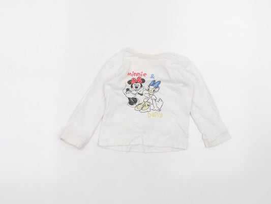George Baby White  Cotton Basic T-Shirt Size 12-18 Months Round Neck  - disney